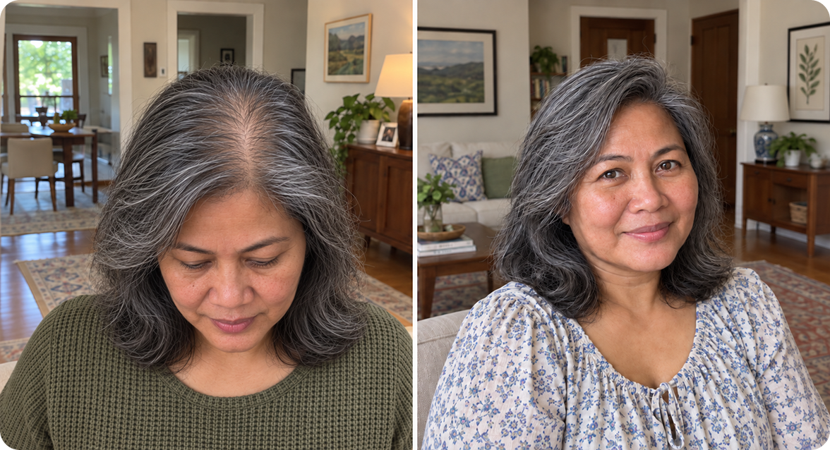 Sarah, 57 — I Was Tired of Hiding My Scalp With Powder