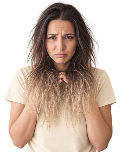 Woman experiencing styling-related hair damage
